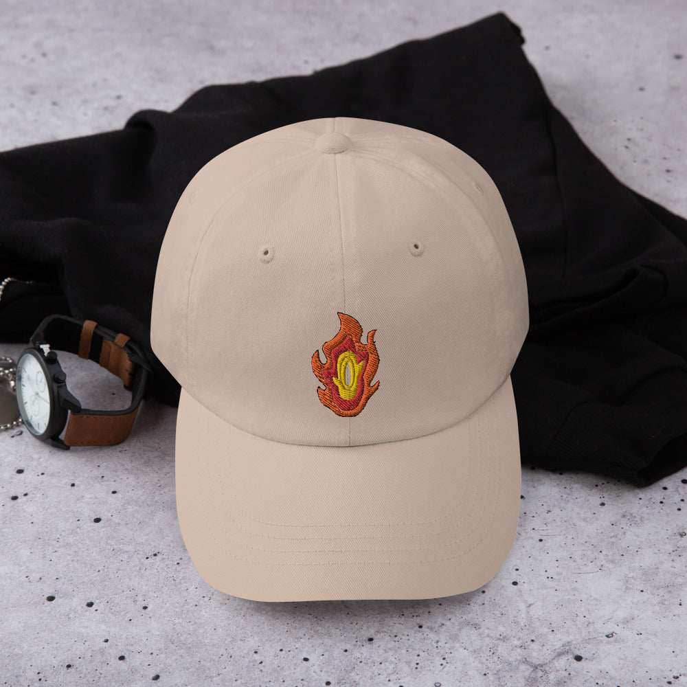 Hashira Flame Hilt Anime Embroidered Dad Hat - Sand