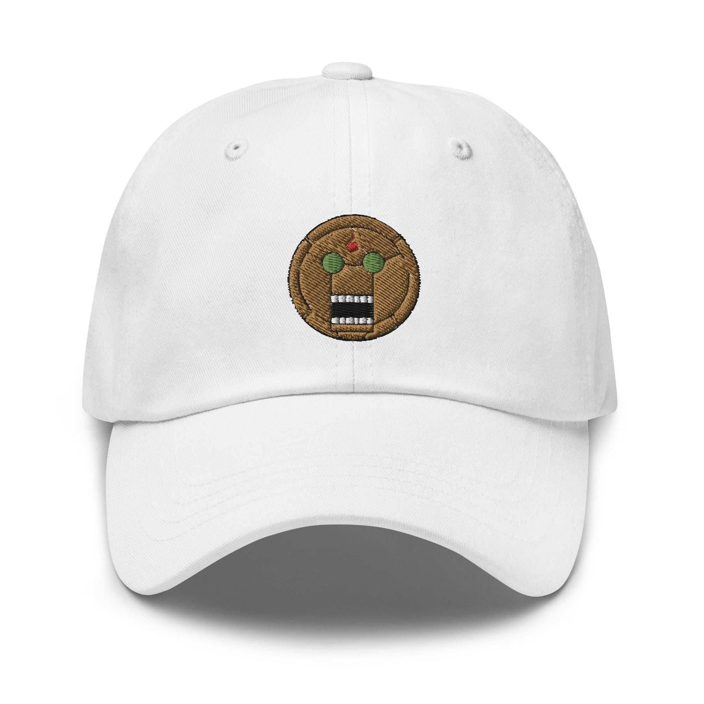 Mechamaru Puppet Embroidered Anime Dad Hat - White