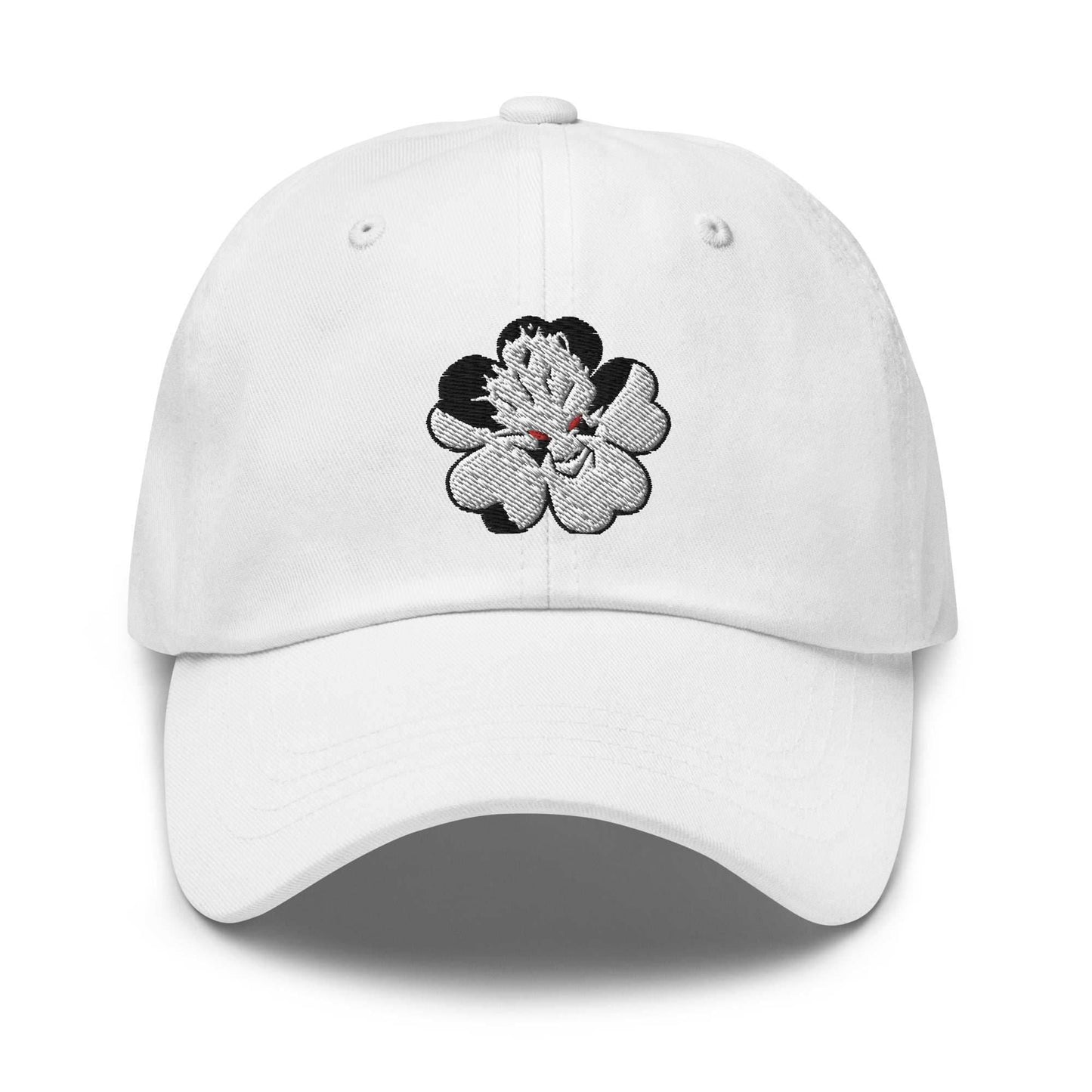 Asta 5 leaf Clover Embroidered unisex Anime Dad Hat - White