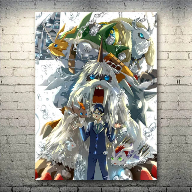 Classic Japanese Anime Digimon Adventure Canvas Painting Poster Print YagamiTaichi Agumon Pictures for Living Room Decor