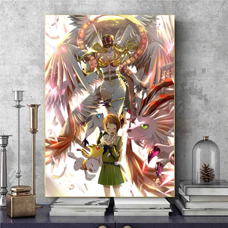 Classic Japanese Anime Digimon Adventure Canvas Painting Poster Print YagamiTaichi Agumon Pictures for Living Room Decor