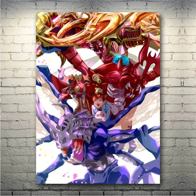 Classic Japanese Anime Digimon Adventure Canvas Painting Poster Print YagamiTaichi Agumon Pictures for Living Room Decor