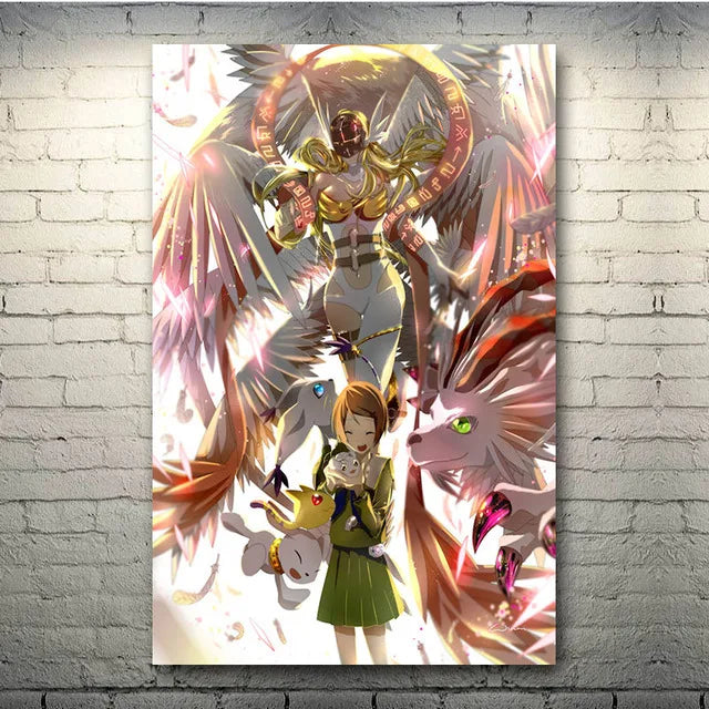 Classic Japanese Anime Digimon Adventure Canvas Painting Poster Print YagamiTaichi Agumon Pictures for Living Room Decor