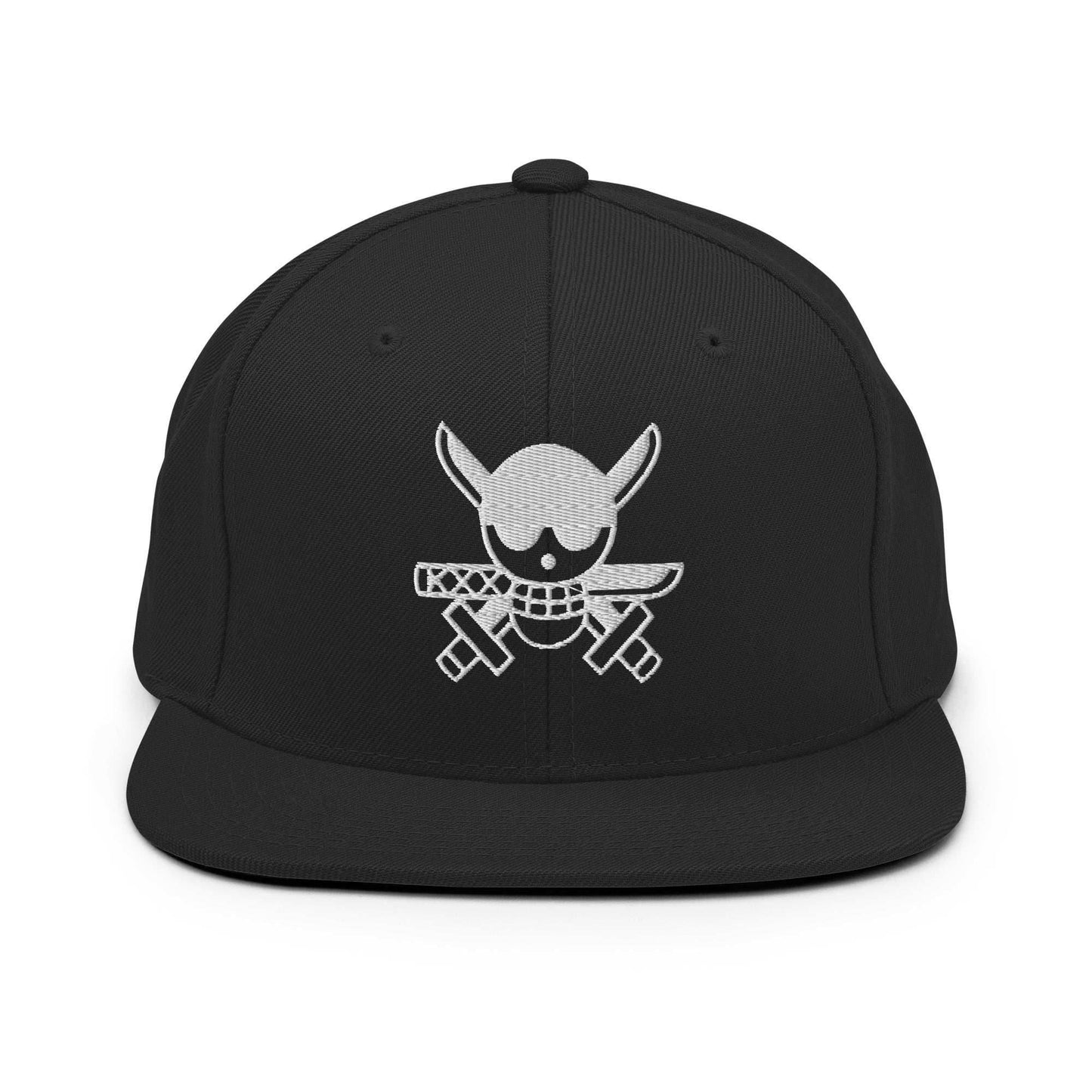 Zoro Jolly Roger Embroidered Unisex Anime Snap Back Hat - Black