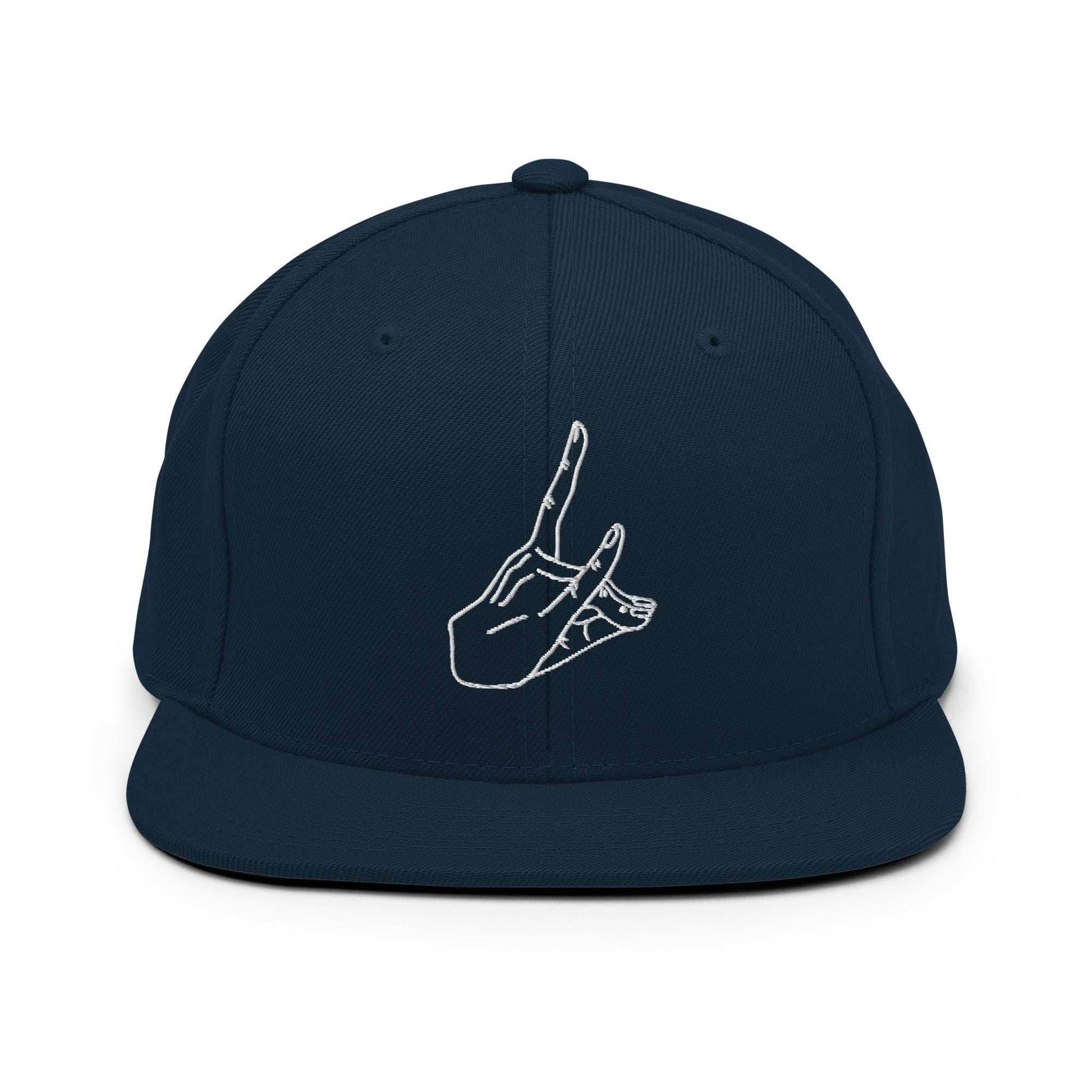 Fox Devil Embroidered Unisex Anime Snap Back Hat - Navy