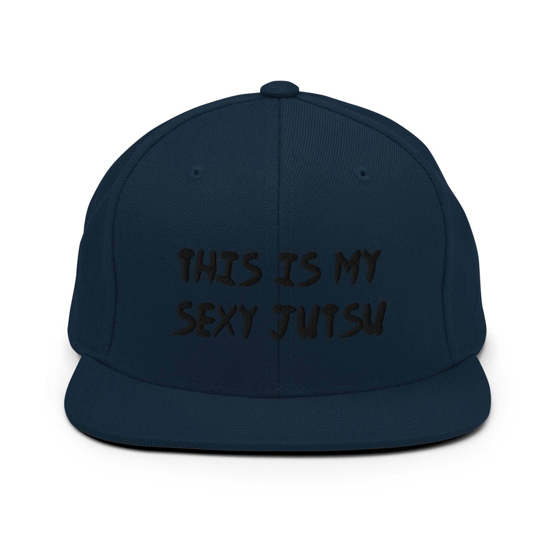 'This Is My Sexy Jutsu' Embrioidered Unisex Anime Snap Back Hat - Navy