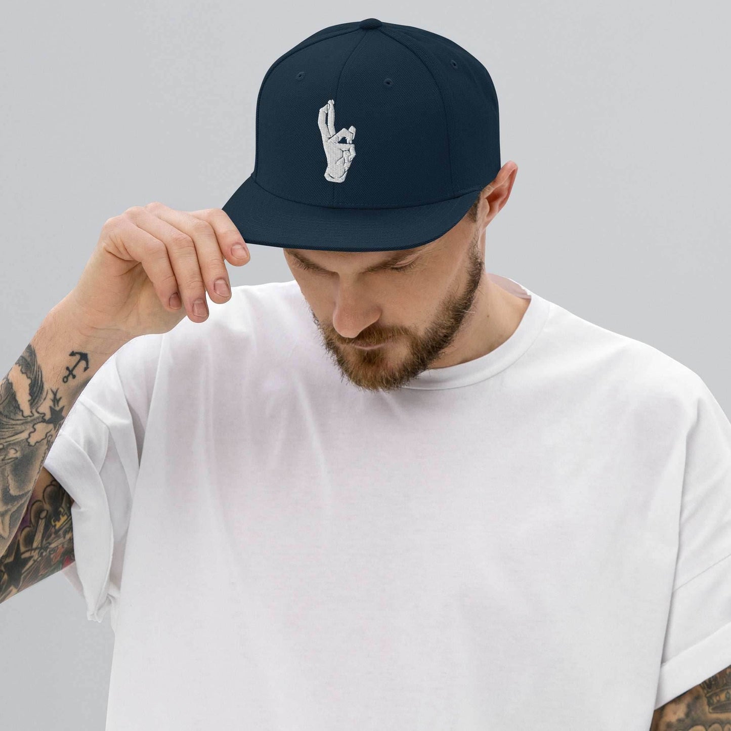 Domain Expansion Embroidered Unisex Anime Snap Back Hat - Navy