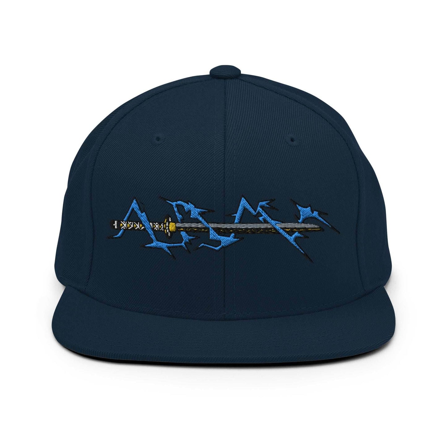 Zenitsu Sword Embroidered Anime Snapback Hat - Navy