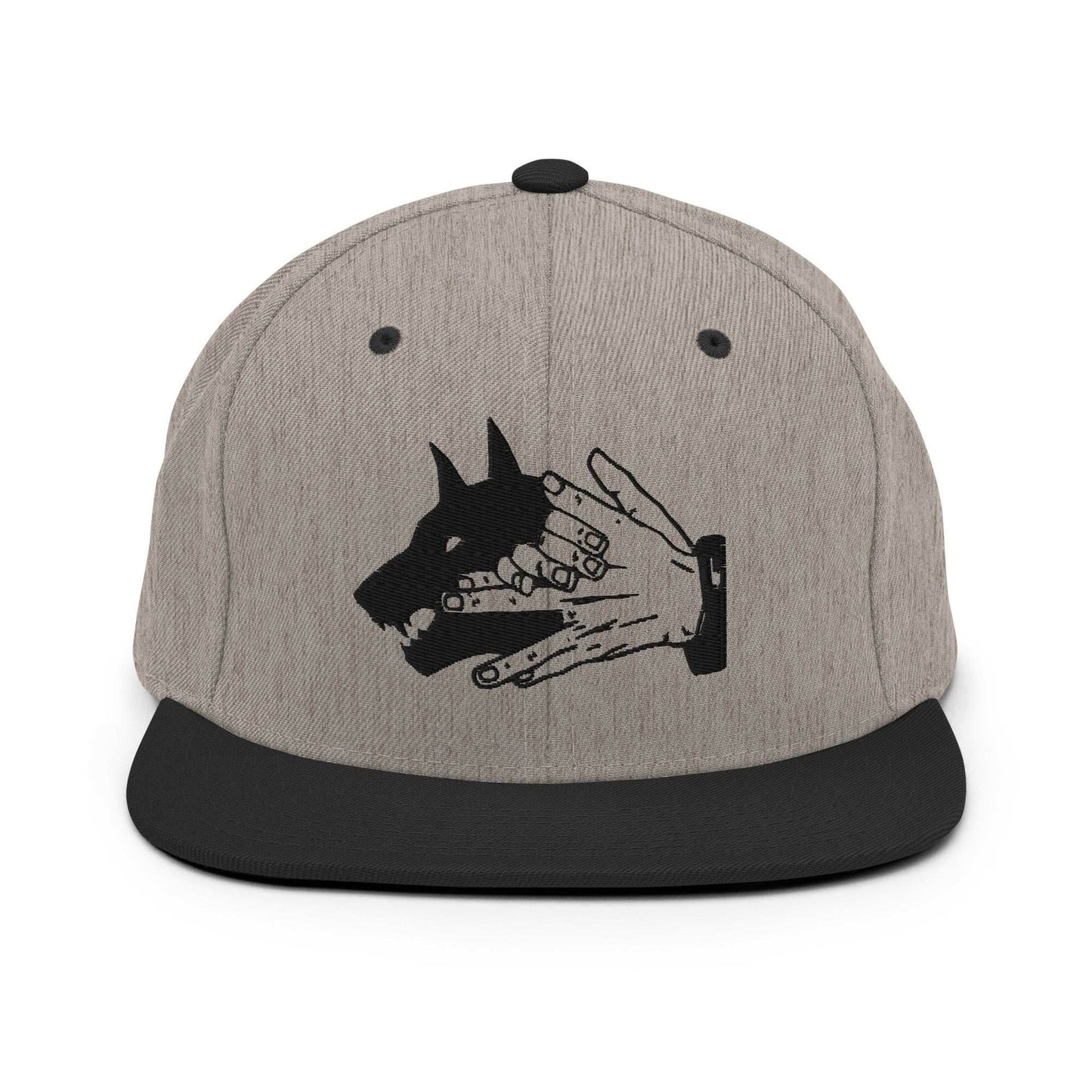 Demon Dog Embroidered Unisex Anime Snapback Hat - Heather/Black