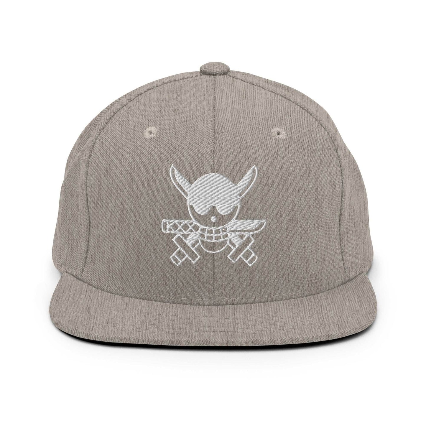 Zoro Jolly Roger Embroidered Unisex Anime Snap Back Hat - Sport Grey