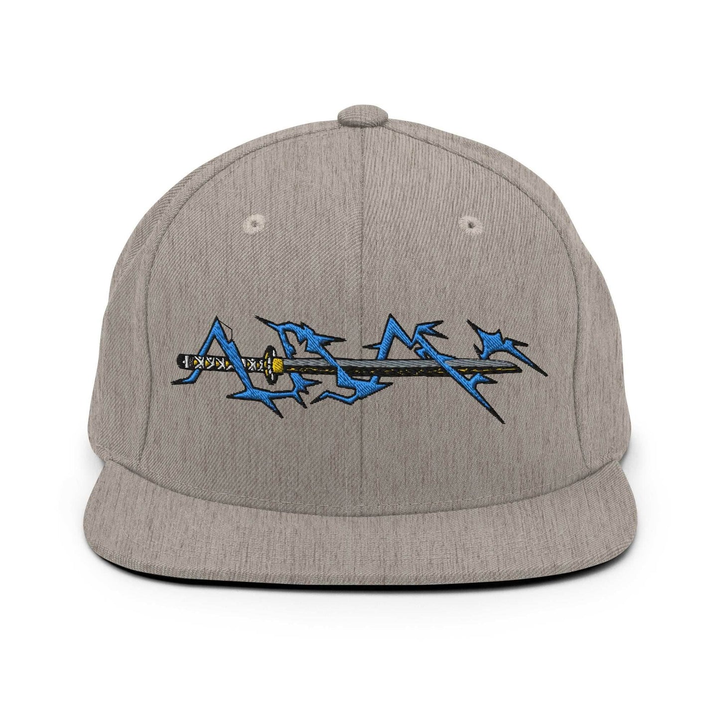 Zenitsu Sword Embroidered Anime Snapback Hat - Grey