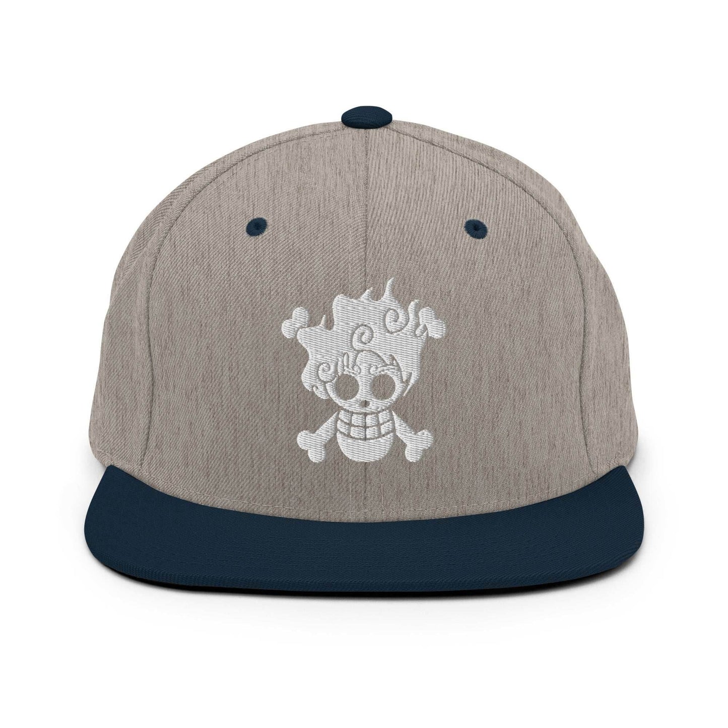 Gear 5 Embroidered Unisex Anime Snap Back Hat - Heather Grey/ Navy