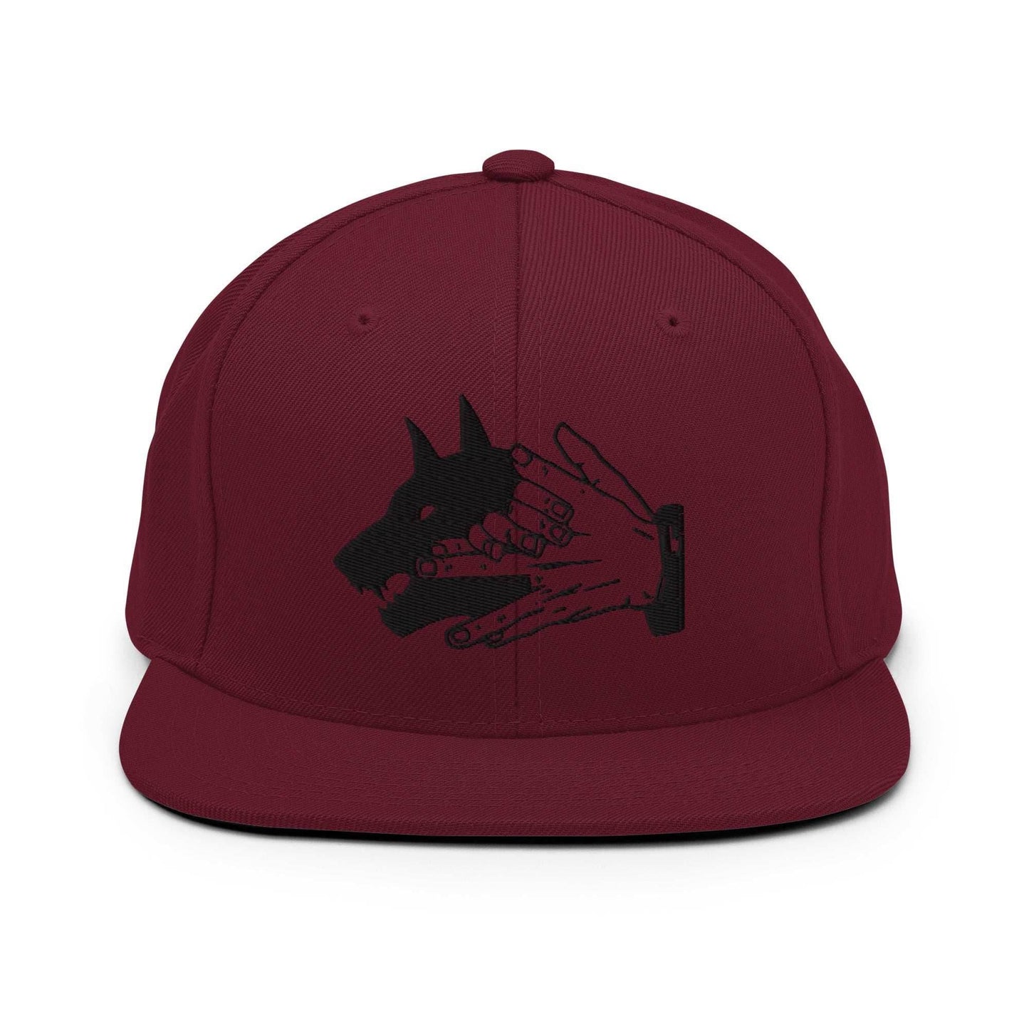 Demon Dog Embroidered Unisex Anime Snapback Hat - Maroon