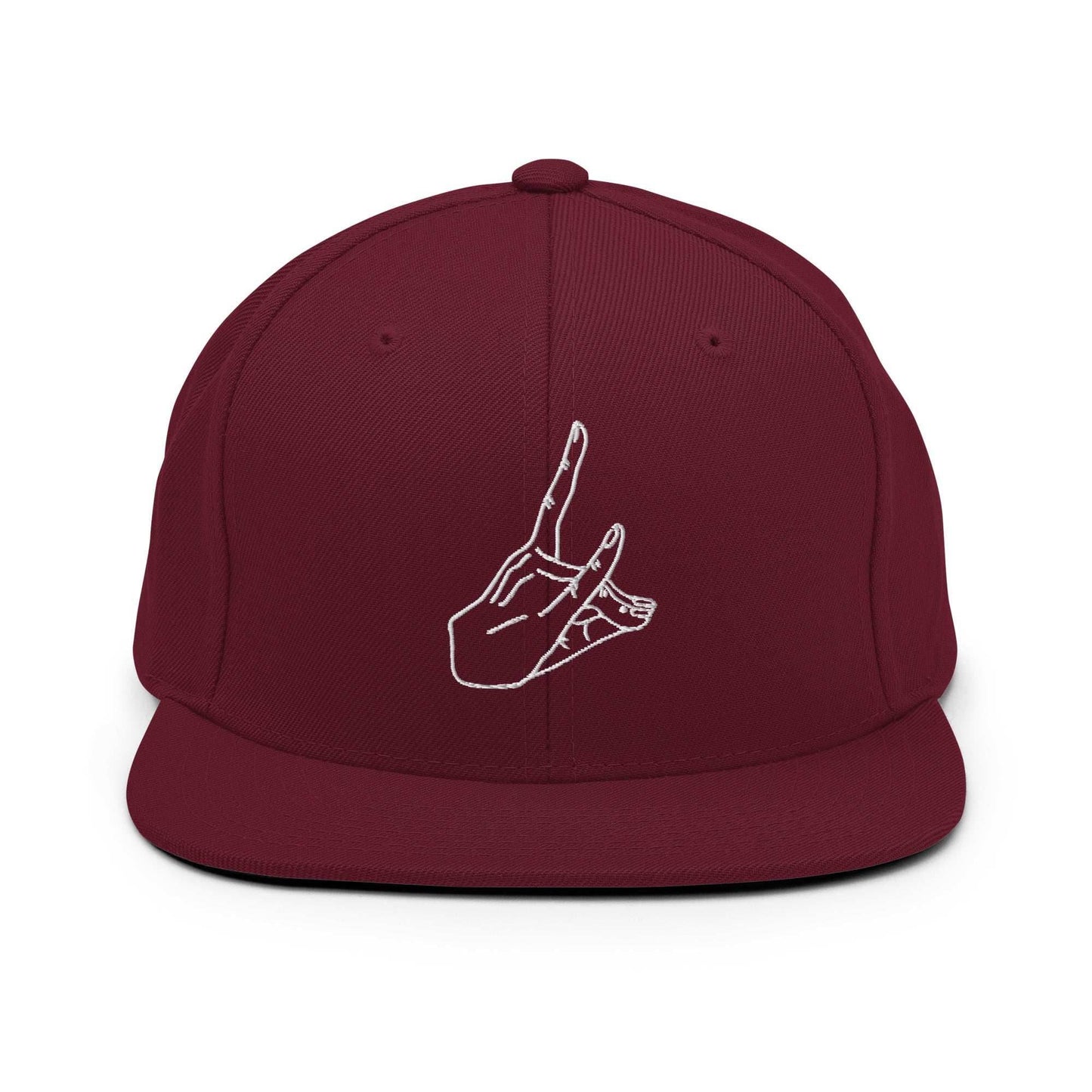 Fox Devil Embroidered Unisex Anime Snap Back Hat - Maroon