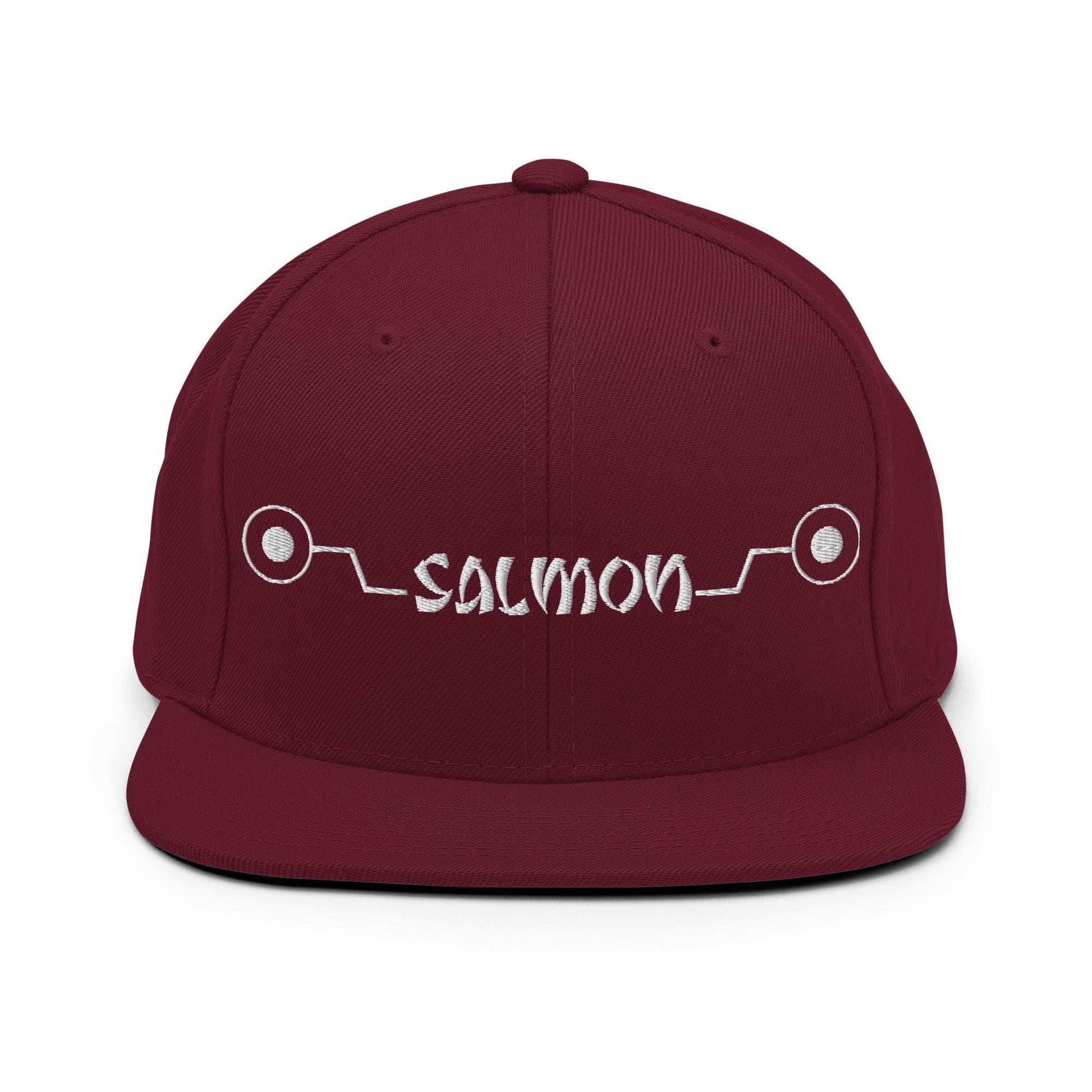 Inumaki 'Salmon' Cursed Speech Embroidered Unisex Anime Snap Back Hat - Maroon