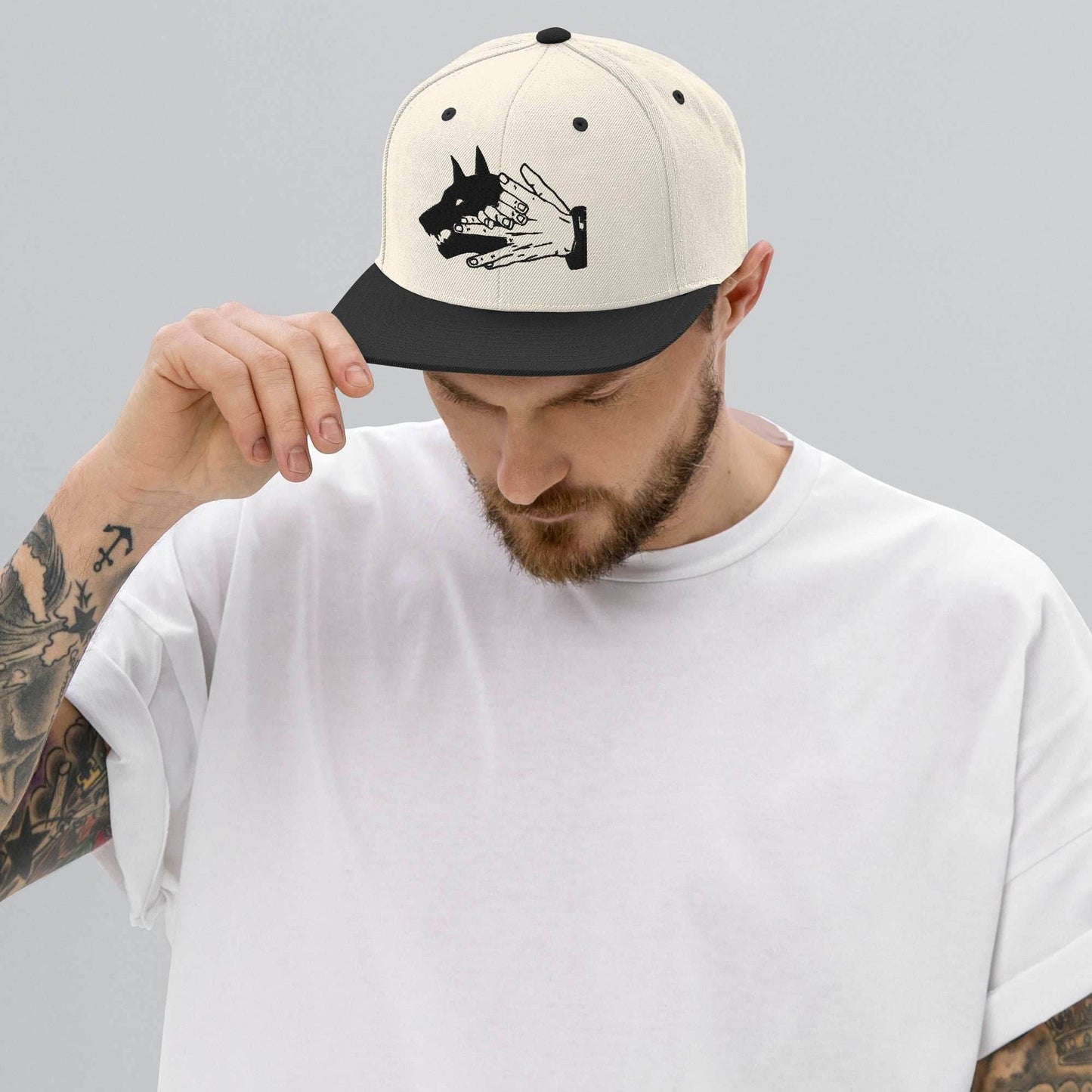 Demon Dog Embroidered Unisex Anime Snapback Hat - Maroon