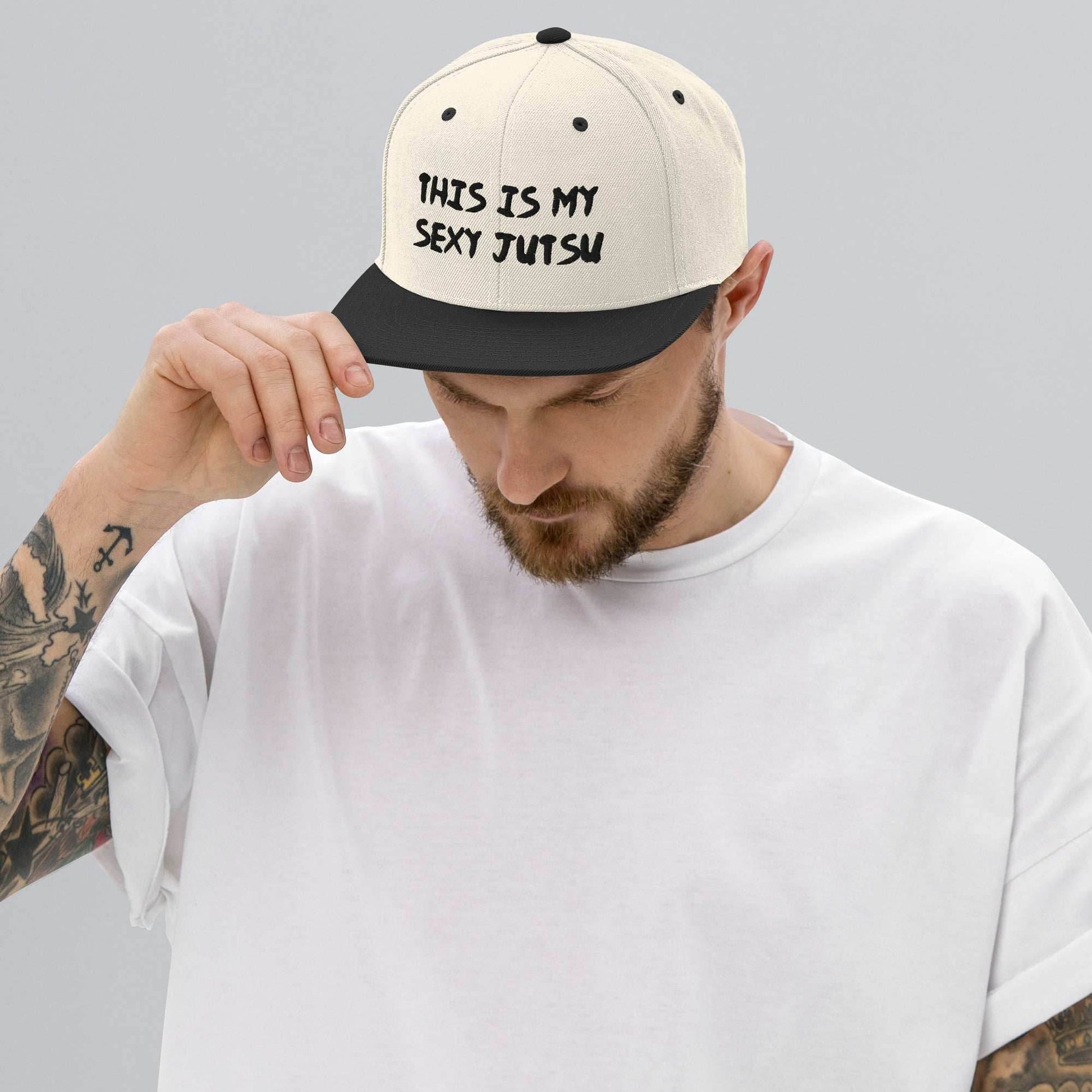 'This Is My Sexy Jutsu' Embrioidered Unisex Anime Snap Back Hat - Navy