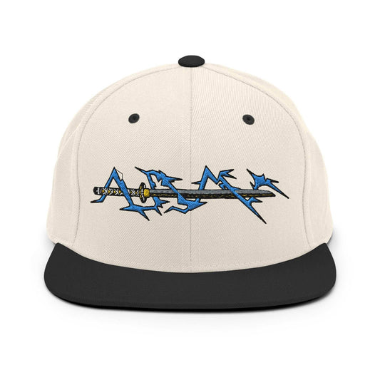 Zenitsu Sword Embroidered Anime Snapback Hat - Natural/ Black