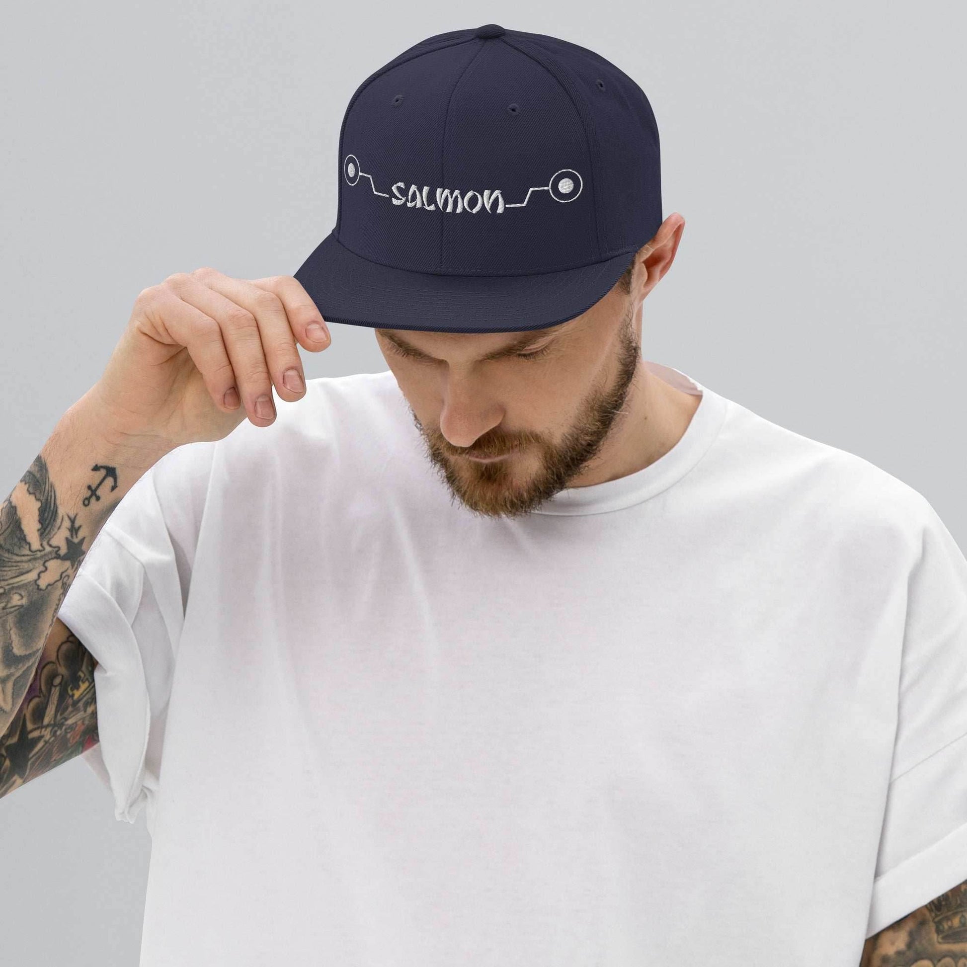 Inumaki 'Salmon' Cursed Speech Embroidered Unisex Anime Snap Back Hat - Maroon