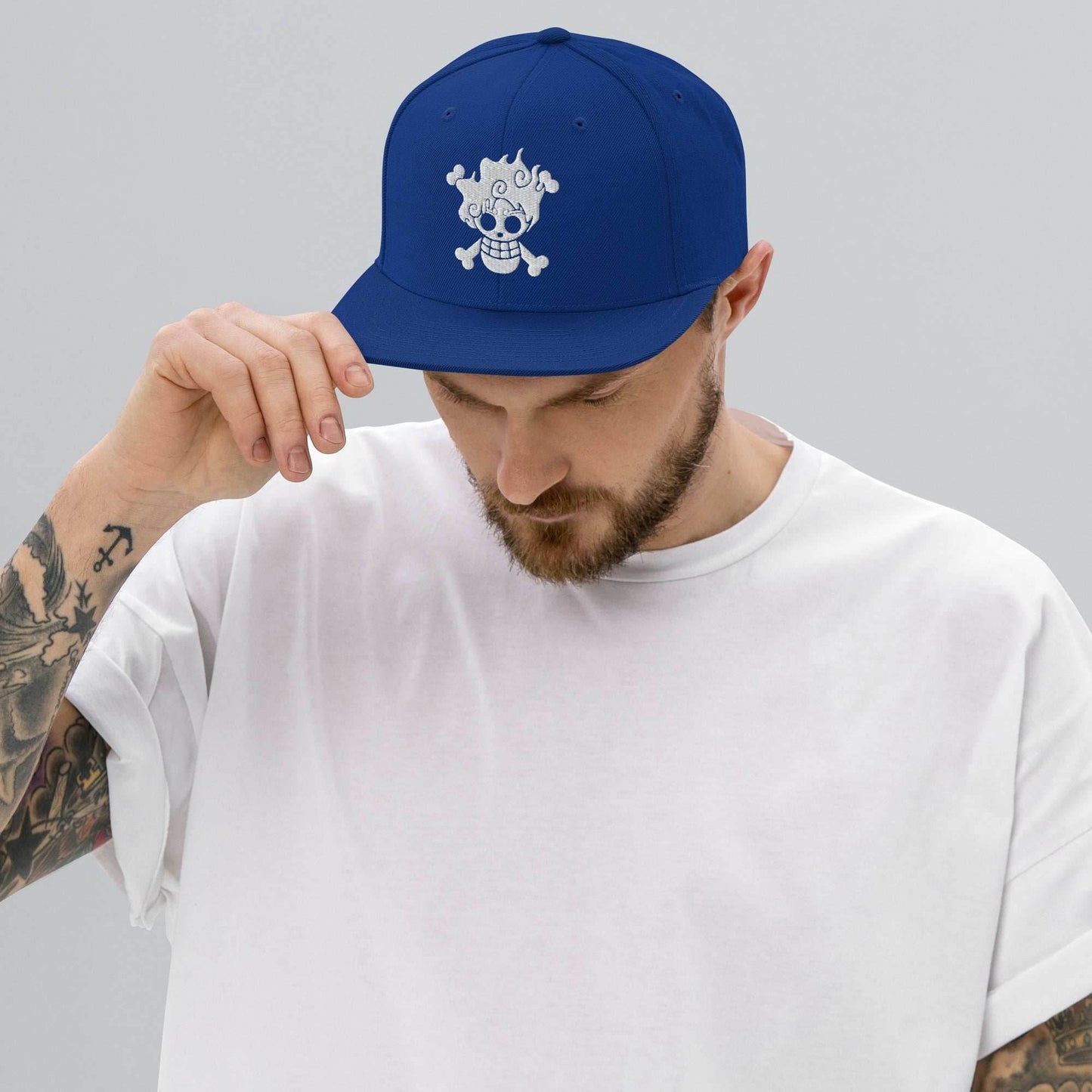 Gear 5 Embroidered Unisex Anime Snap Back Hat - Navy