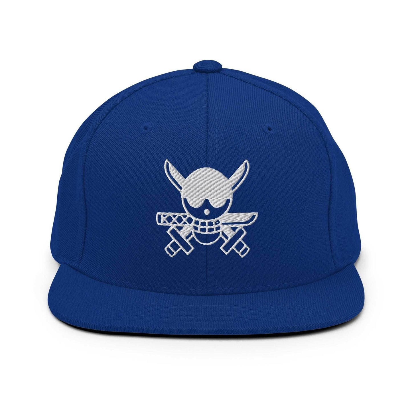 Zoro Jolly Roger Embroidered Unisex Anime Snap Back Hat - Blue