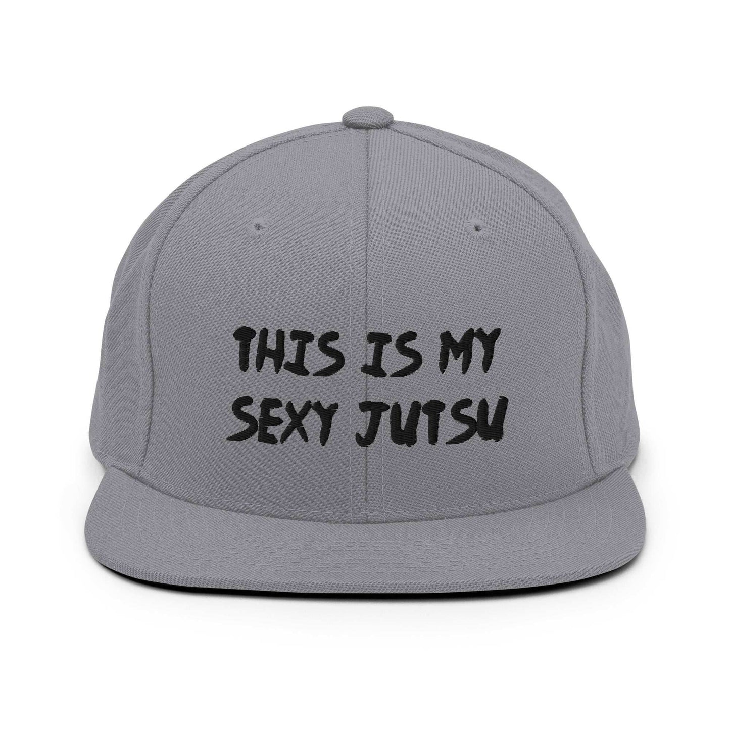'This Is My Sexy Jutsu' Embrioidered Unisex Anime Snap Back Hat - Grey