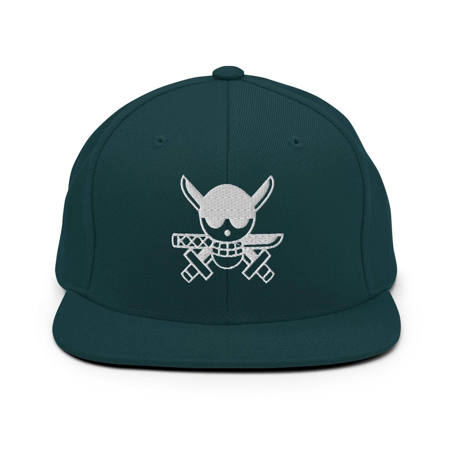 Zoro Jolly Roger Embroidered Unisex Anime Snap Back Hat - Green