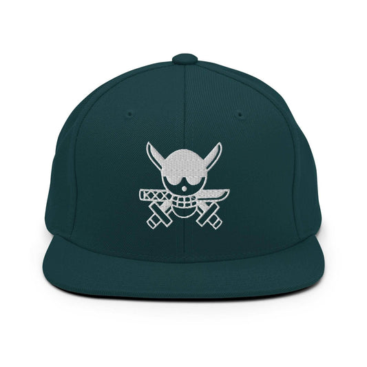 Zoro Jolly Roger Embroidered Unisex Anime Snap Back Hat - Green