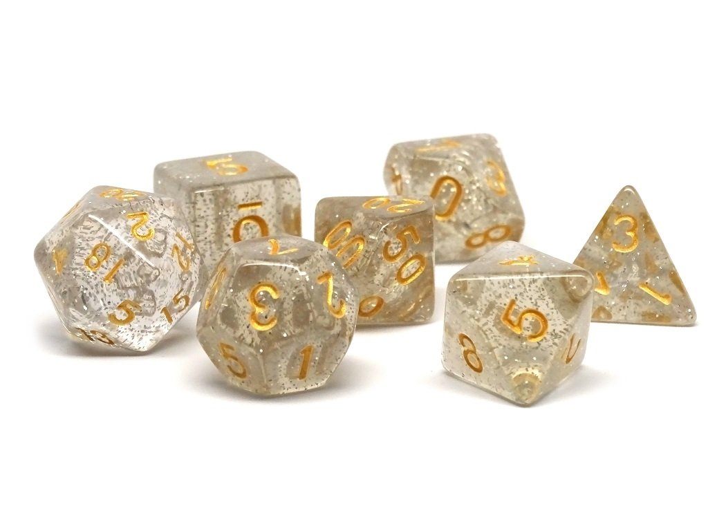 Clear Translucent Galaxy Dice Collection - 7 Piece Set