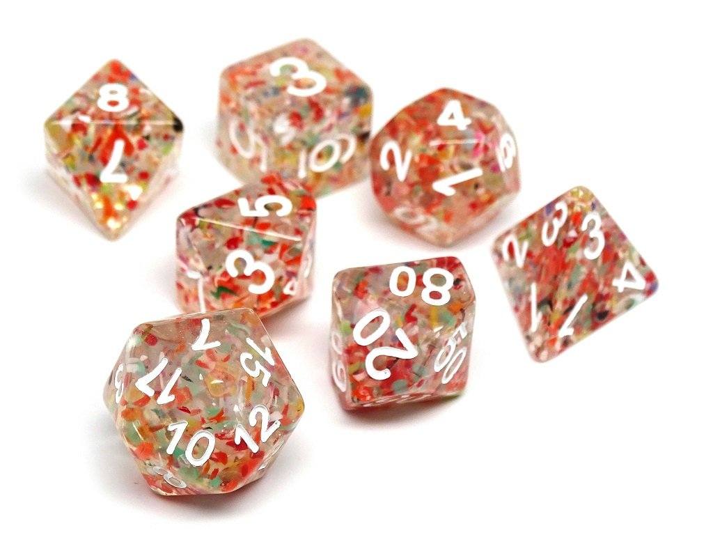 Clear Translucent Speckle Dice Collection - 7 Piece Set