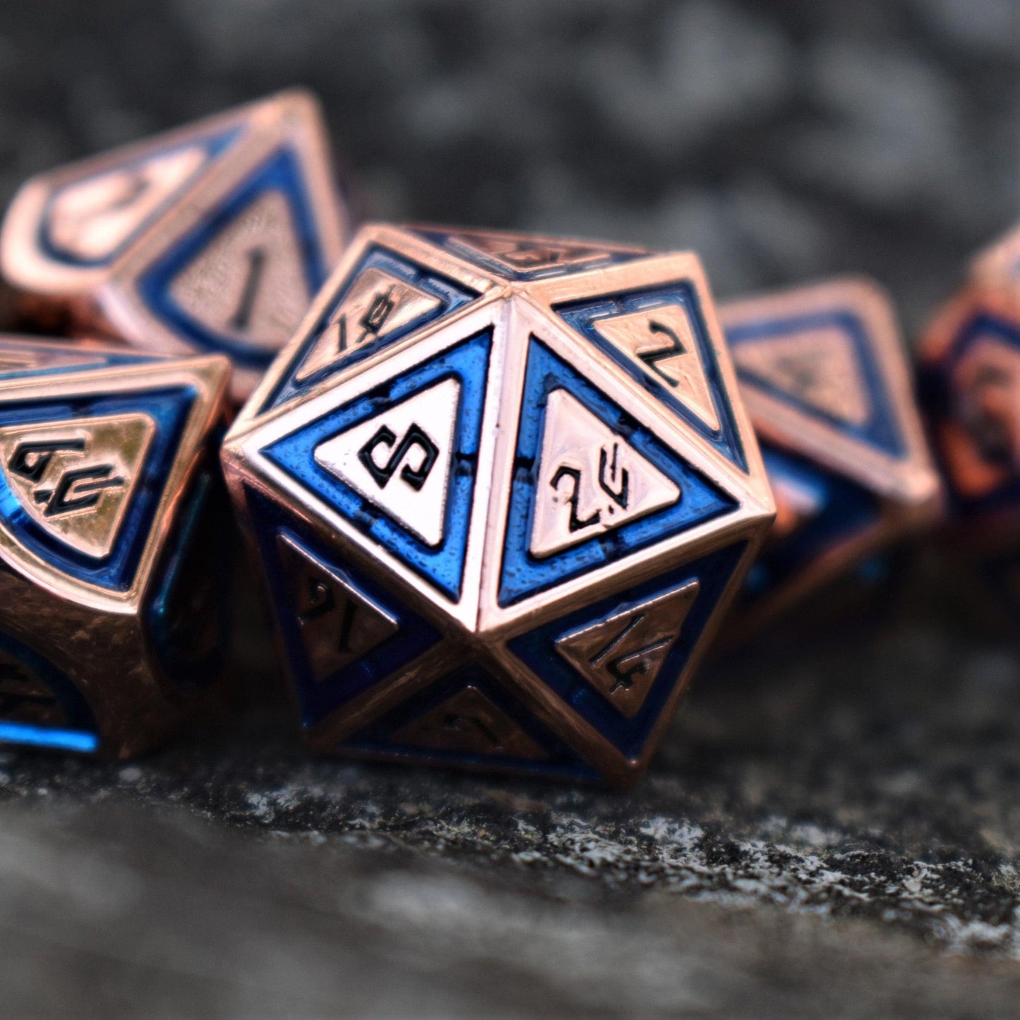 Cleric's Domain Aqua And Bronze Metal Dice Set