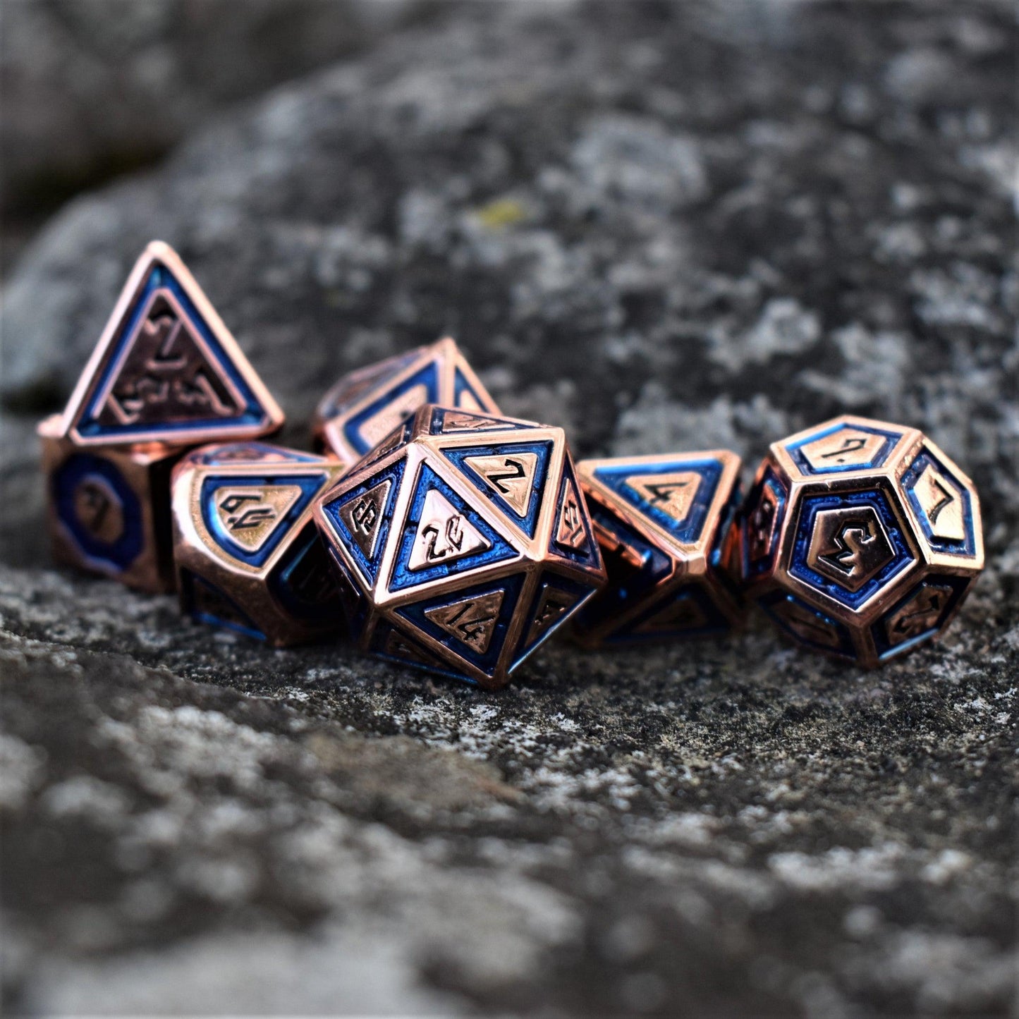 Cleric's Domain Aqua And Bronze Metal Dice Set