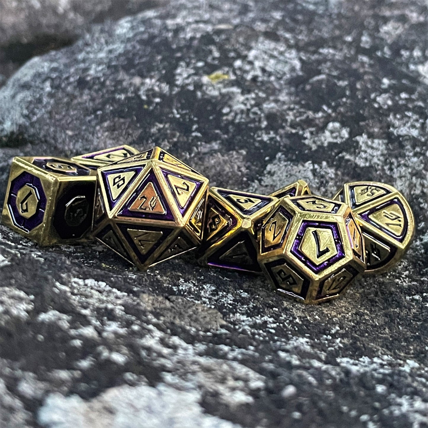 Cleric's Domain Purple & Gold Metal Dice Set