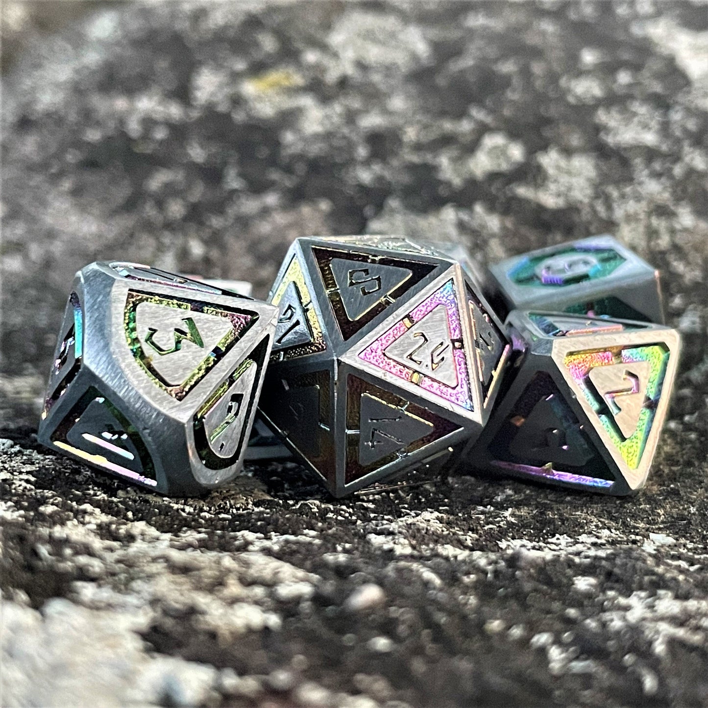 Cleric's Domain Silver Iridescent Metal Dice Set