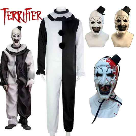 Terrifier 2 Art The Clown Cosplay Costume – Jumpsuit & Mask Halloween Set - Costume and mask C / S