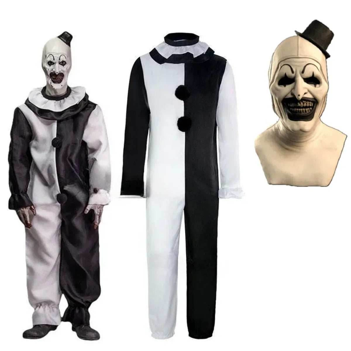 Terrifier 2 Art The Clown Cosplay Costume – Jumpsuit & Mask Halloween Set - Costume and mask B / S