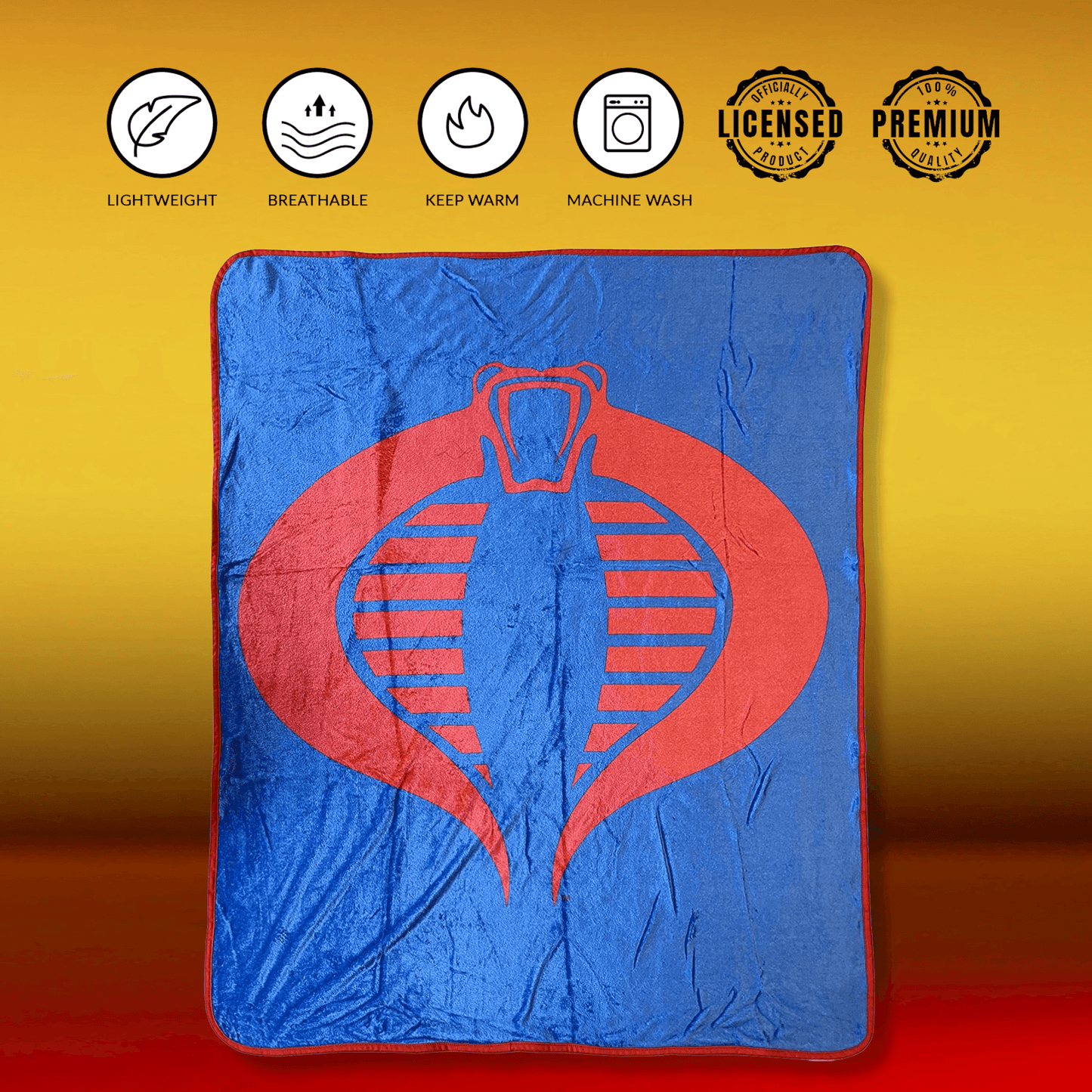 Hasbro G.I. Joe Cobra Symbol Blue 80's Cartoon Throw Blanket - 