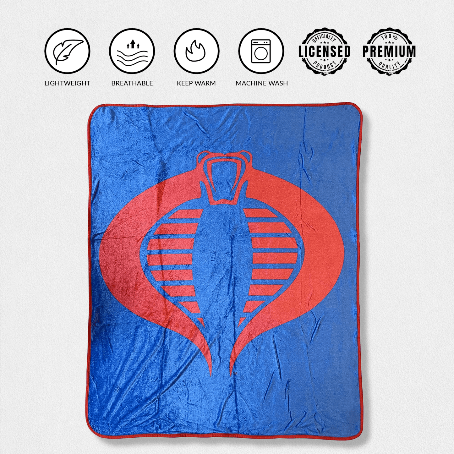 Hasbro G.I. Joe Cobra Symbol Blue 80's Cartoon Throw Blanket - 