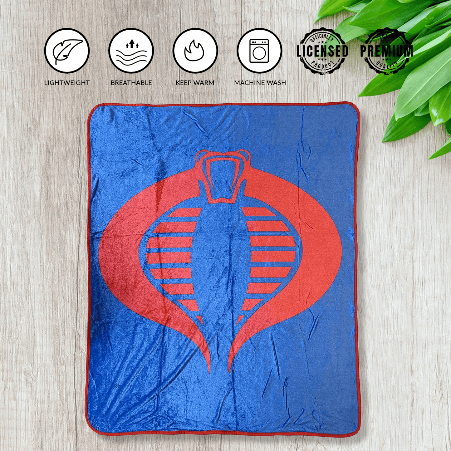 Hasbro G.I. Joe Cobra Symbol Blue 80's Cartoon Throw Blanket - 
