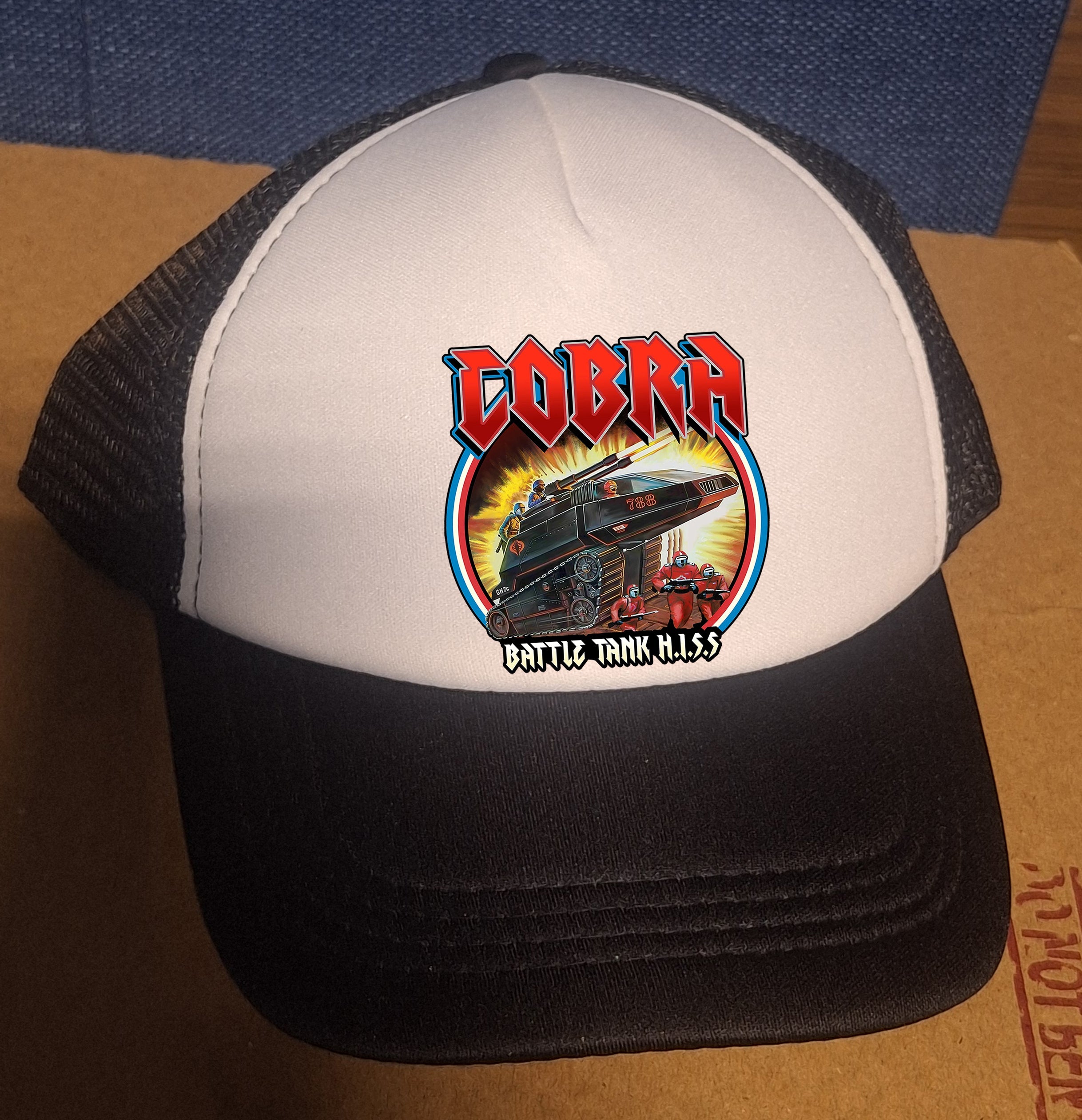 Adjustable Trucker Baseball Cap with GI Joe Cobra Battle H.I.S.S. Tank Design