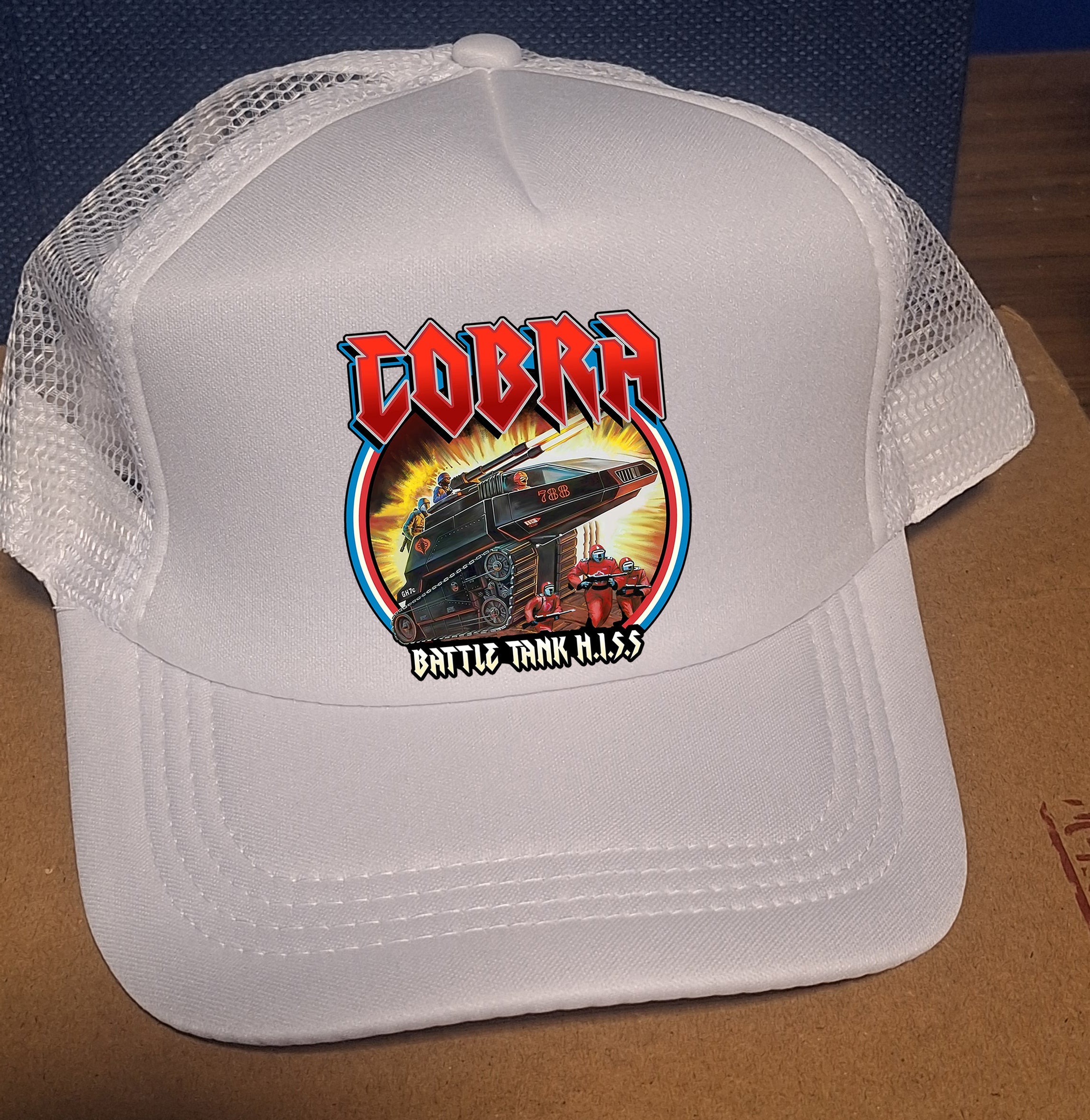 Adjustable Trucker Baseball Cap with GI Joe Cobra Battle H.I.S.S. Tank Design