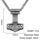 Vikings Hammer Valknut Stainless Steel Necklace - Necklace with Pendant