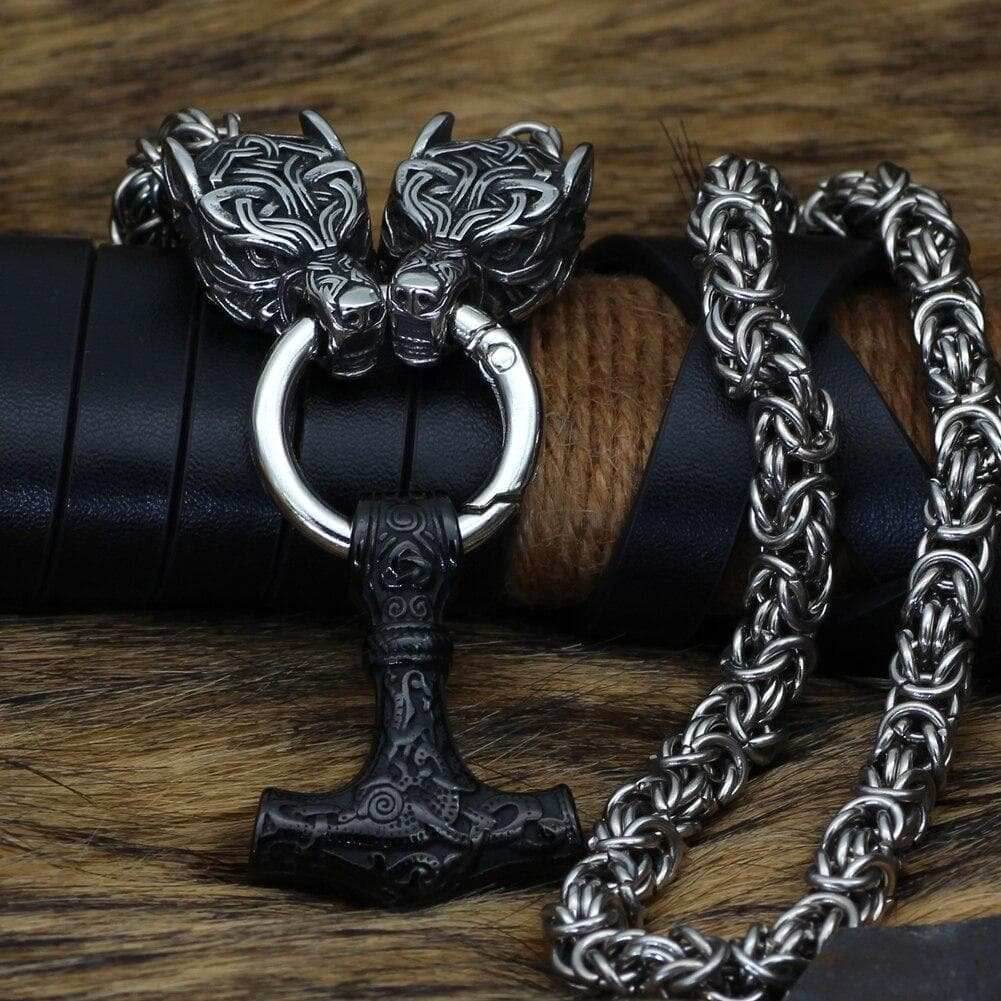 Vikings Wolf Hammer Massive Stainless Steel Chain - Black / 50 CM | 20 Inches