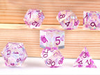 Colorful and glittering transparent resin solid DND multi-sided dice set + purple font