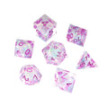 Colorful and glittering transparent resin solid DND multi-sided dice set + purple font