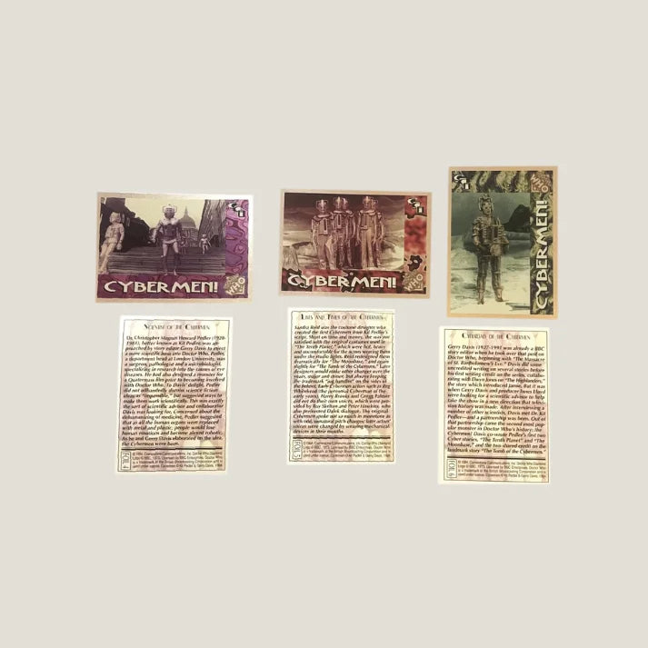 🤖 Vintage 1994 Doctor Who Cybermen Foil Trading Cards — Cards 4–6 of 6 (Set)
