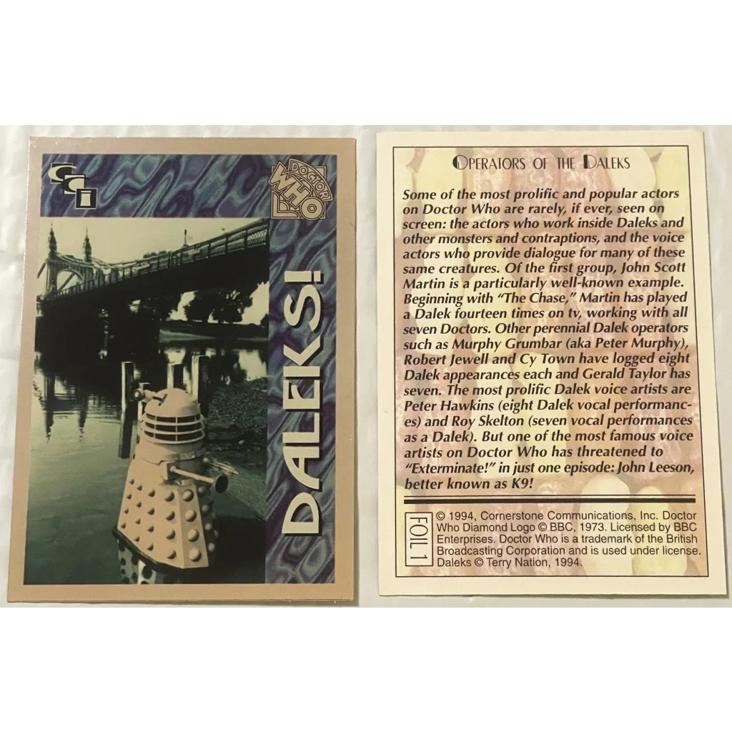 🛸 Vintage 1994 Doctor Who Daleks Foil Trading Cards — Cards 1–3 of 6