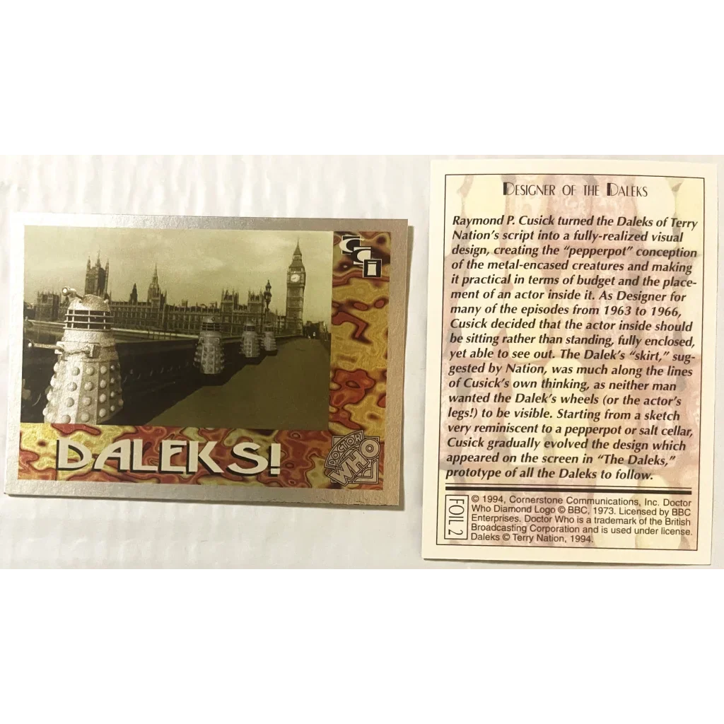 🛸 Vintage 1994 Doctor Who Daleks Foil Trading Cards — Cards 1–3 of 6