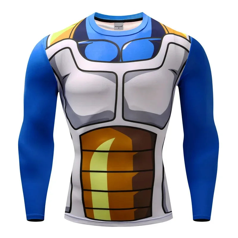 Comic Cosplay Vegeta 3D printed long-sleeved T-shirt, men's spring and autumn casual fashion sports lightweight breathable top