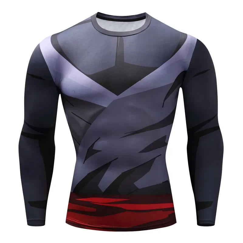 Comic Cosplay Vegeta 3D printed long-sleeved T-shirt, men's spring and autumn casual fashion sports lightweight breathable top